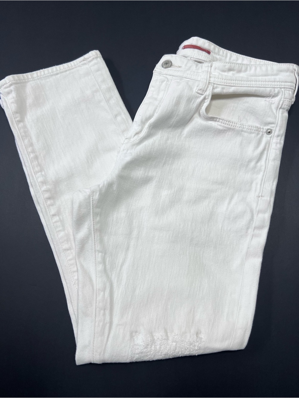 Pilcro Anthropologie White Distressed Straight Leg Jeans Women’s Size 31